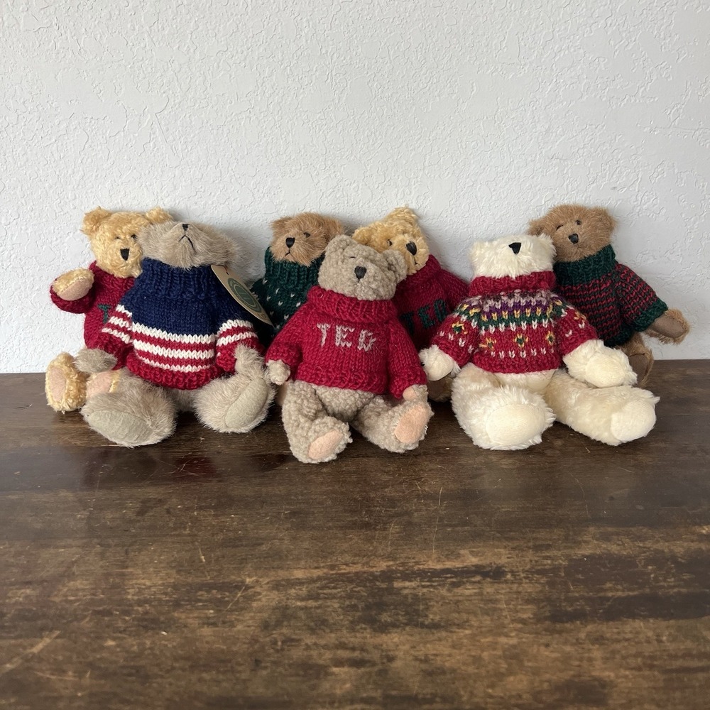 Lot of 7 Boyds Bears Plush – Vintage Style Collectible Teddy Bears Sweaters